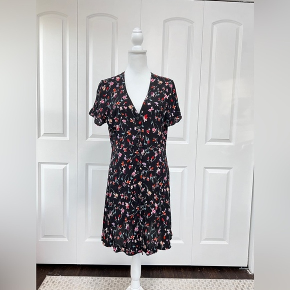 Madewell V-Neck Button Front Mini Dress Drifting Flowers size 12-14
